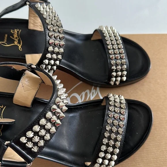Christian Louboutin Black Sandals with Silver Studs 1